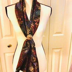 Vintage Animal Print Scarf and Celtic Scarf Clip with Gold Accents